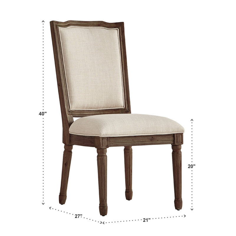 Chaise d'appoint rembourrée ornée Hildemar, Beige, Brun