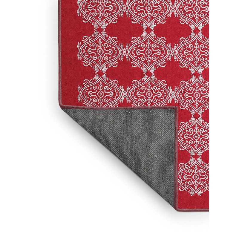 Tapis de zone rouge/rose contemporaine, Rectangle 5 pi x 7 pi
