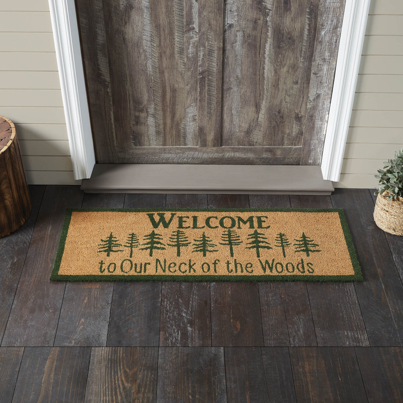 Festive Finds Neck Of Woods Coir Welcome Rug Rect, 17" W x 48" L