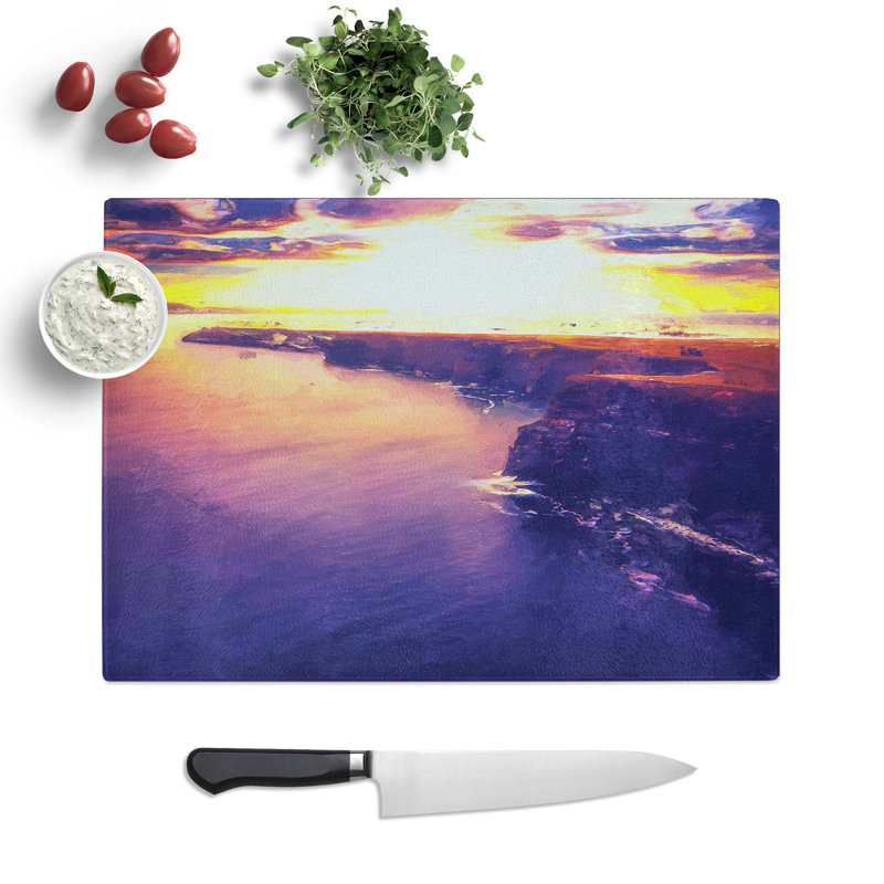Tempered Glass Sunset Chopping Board, 39 cm W x 28.5 cm L