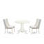 L'ensemble de salle à manger 3 pièces comprend une table de salle à manger ronde avec piédestal et 2 chaises Parson revêtues de similicuir gris clair, lin blanc-139396557-139396558-139396559