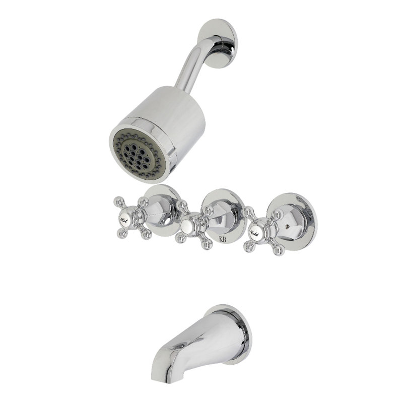 Kingston Brass Metropolitan Triple-Handle Tub and Shower Faucet, Polished Chrome