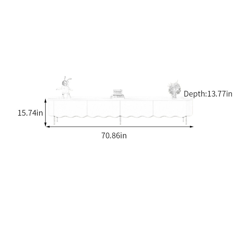 Hollaway, 15.74"H x 70.86"L x 13.77"W, Blanc