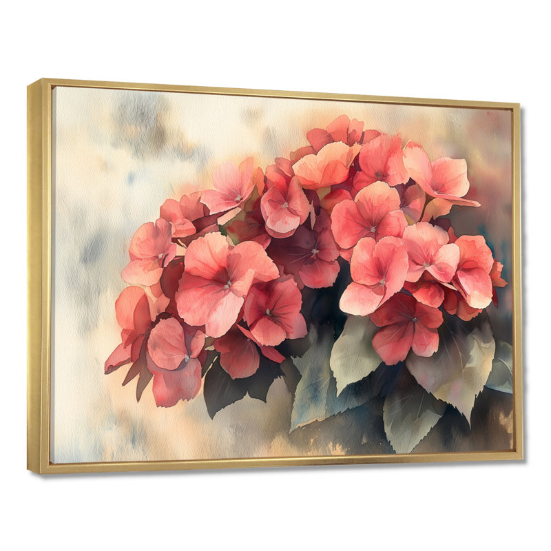 Jaalen - Floral Wall Art, H 12 po x l 20 po, Impression encadrée flottante, Doré