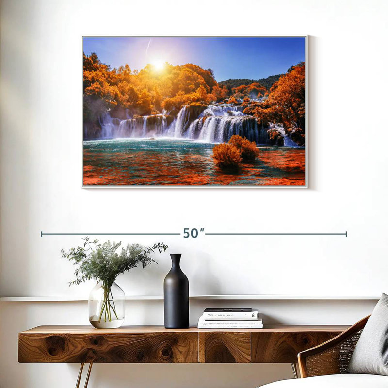 Chute d'eau du parc national de Krka, Cadre flottant blanc, 37 po x 25 po