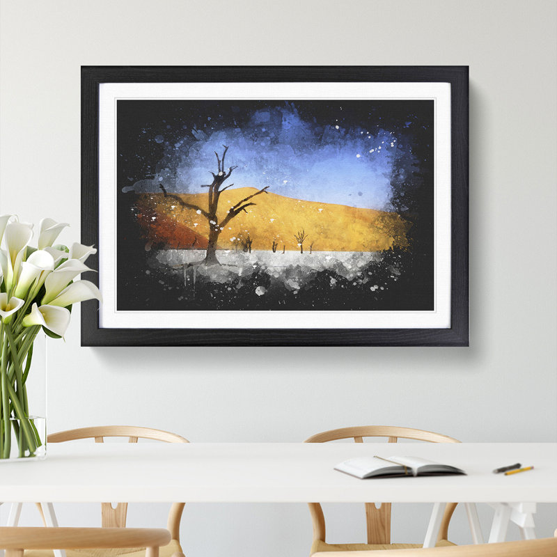 Trees in the Namibia Desert - Picture Frame Graphic Art, Black, 65cm H x 90cm W x 2cm D