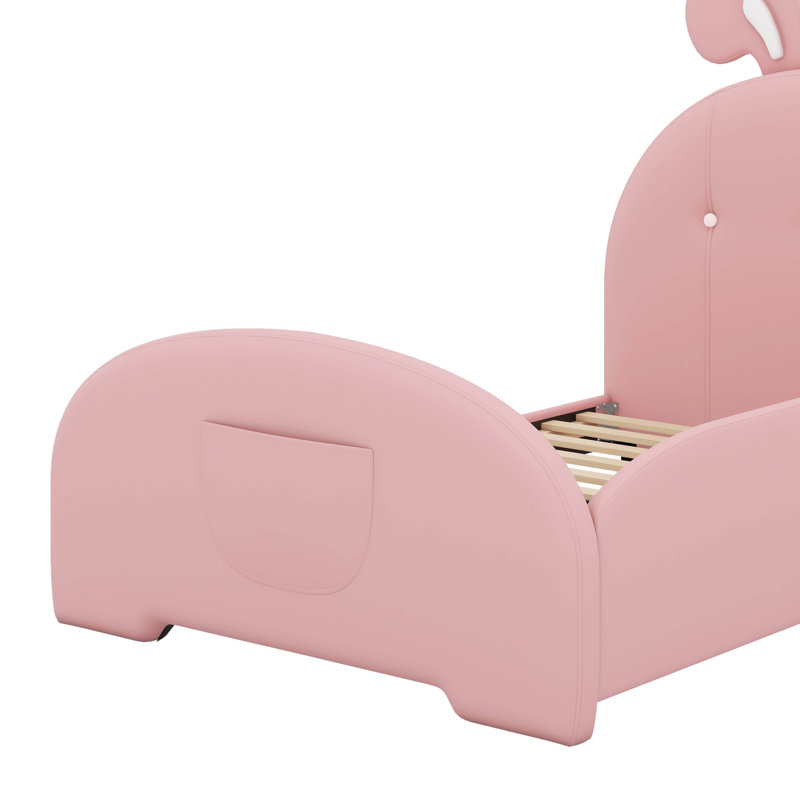 Lit simple princesse en forme de lapin rembourré, Rose