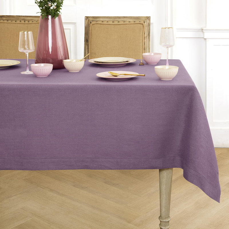 Fete - 100% Pure Linen Table Throw, Mulberry, Solid Color