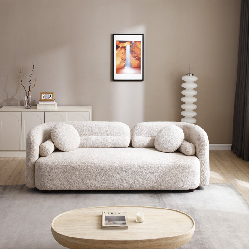 3 + 1, canapé moderne luxueux pour le salon, canapé rembourré en molleton beige bouclé pour bureau personnel, beige clair
