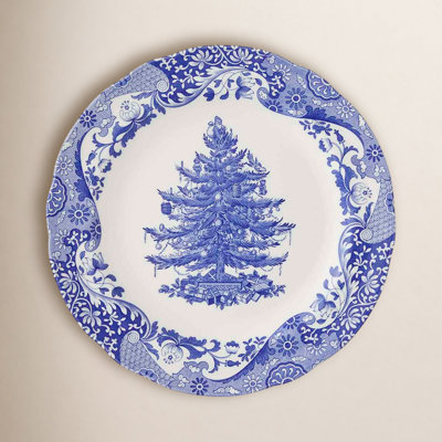 Blue Italian Christmas 11" Dinner Plate