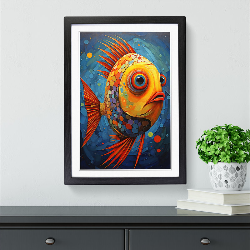 Fish Expressionism No.2 - Framed Print, Black, 46cm H x 34cm W x 2cm D
