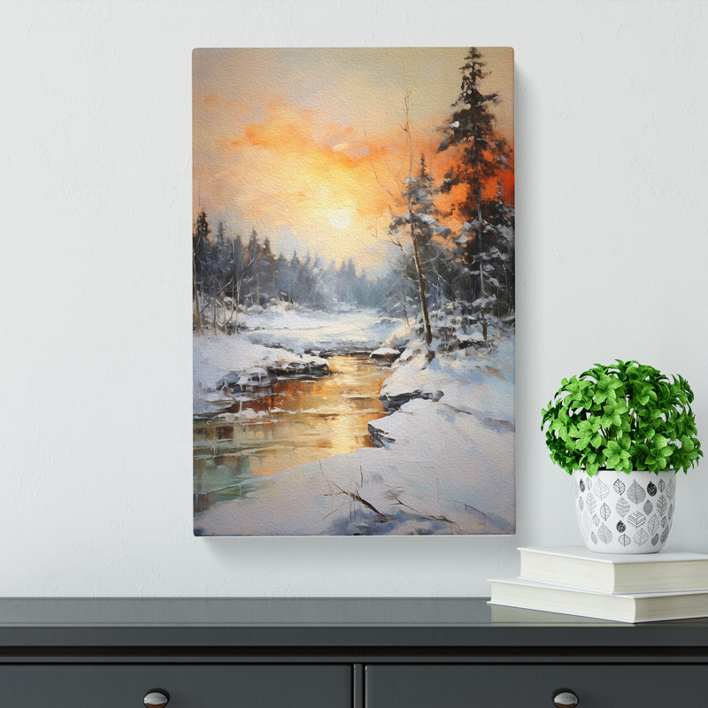 Winter Landscape Action Painting - Wrapped Canvas, 76cm H x 50cm W x 3cm D