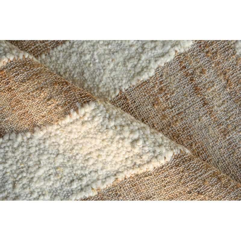 Pompano flatweave Wool/Jute Ivory/Beige Area Rug, 9'X12'