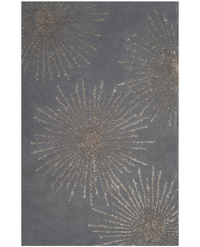 Amier Hand Tufted Wool And Viscose Abstract Rug, Rectangle 2' x 3'