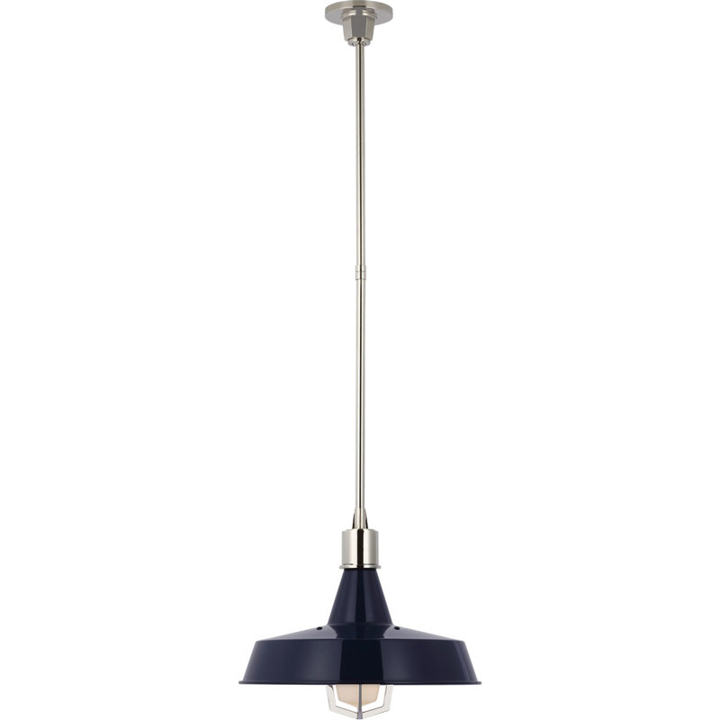 Thomas O'Brien Fitz Large Pendant, 59.25" H x 16.5" W x 16.5" D, Polished Nickel, Navy