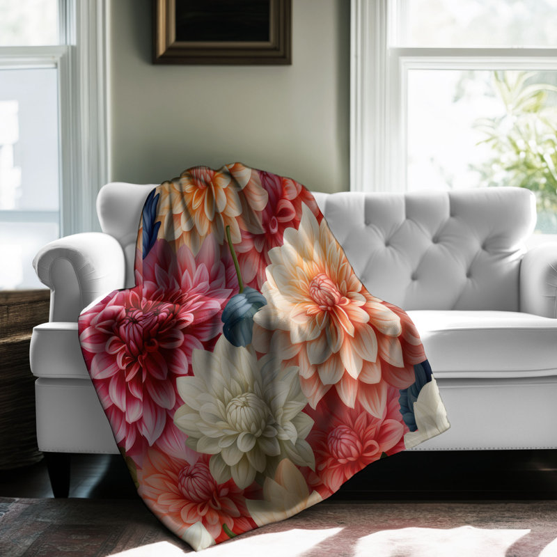 Jeté délicat Dahlia Washes - 1 pièce Sherpa Bl Premium, 60 po x 80 po