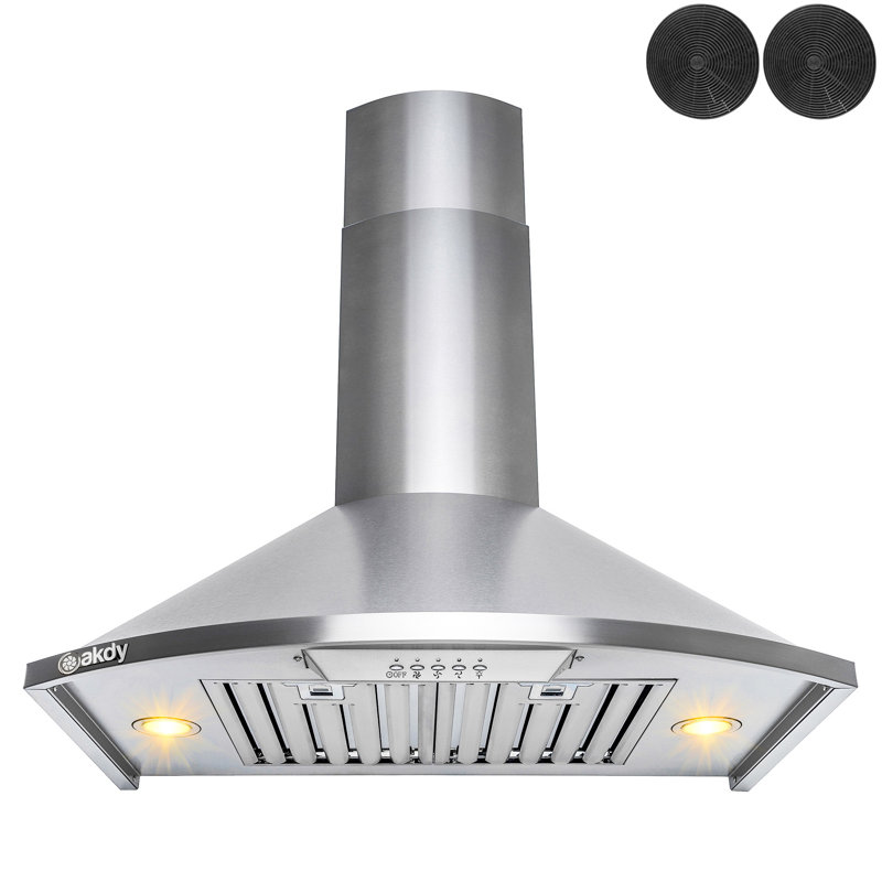 30-Inch Stainless Steel Convertible Wall Mount Range Hood with LED Lights