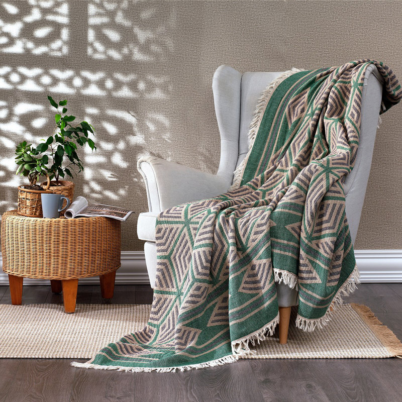 Lathan Throw Blanket, W222 x L245cm, Bottle Green