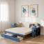 Multifunctional Daybed With Storage Drawer, Open Compartments And Hydraulic Side Table-445884403