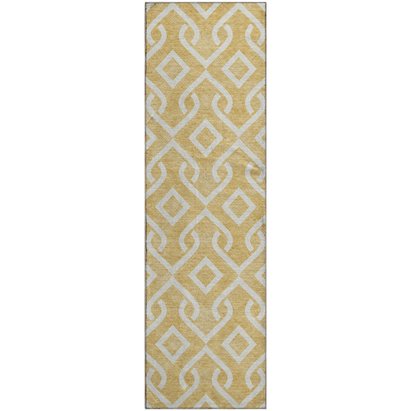 Premium Machine Washable Cerrito Gold Rug, Runner 2'3" x 7'6"