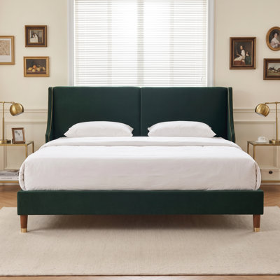 Melaya Wingback Upholstered Platform Bed Frame