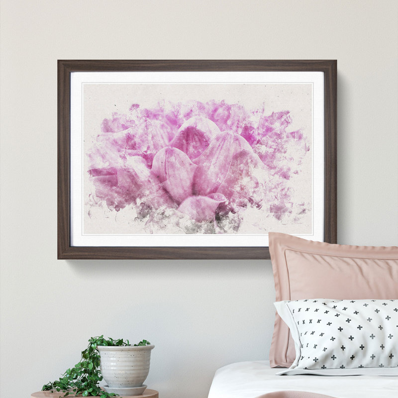 Pink Petals of a Chrysanthemum - Picture Frame Graphic Art Print, Walnut Framed, 62cm H x 87cm W x 2cm D