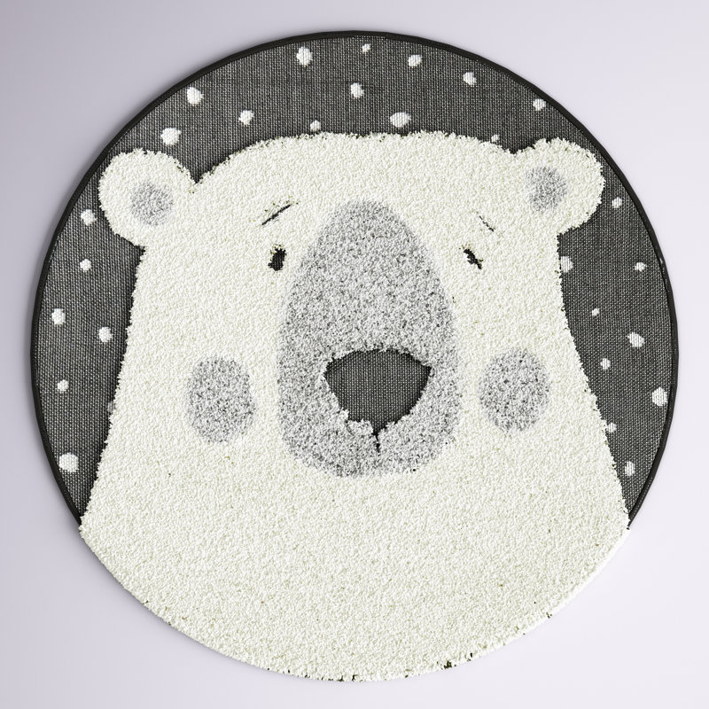 Letman Polar Bear Shag Rug, White