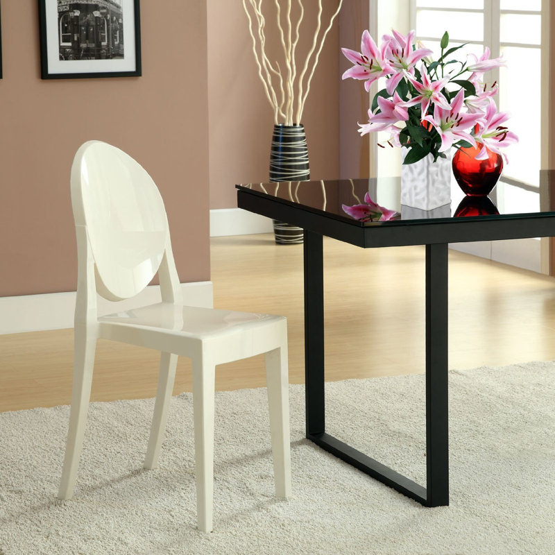 Forontenac Stackable Acrylic Dining Chairs – Victorian Style Side Chairs for Kitchen, Dining Room or Event Seating (Clear Plastic, Lightweight)