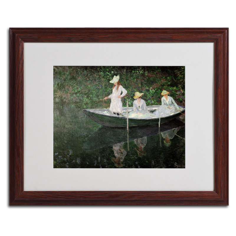Art mural encadré - Décoration murale "Le bateau à Giverny" par Claude Monet - Cadre pour salon, cuisine et salle de bain - 16 x 20