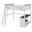 Lit mezzanine en bois avec organisateur de chevet, station de charge USB, échelle, bureau et bureau intégré