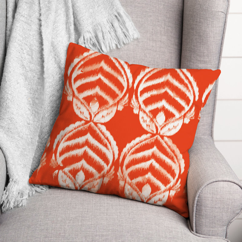 Orange and White Leaf Pattern 20x20 Spun Polyester Pillow