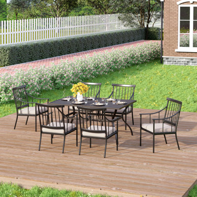 Argyri 6 - Person Patio Dining Set with Rectangular Table , Cushions Included