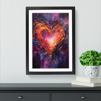 Love Heart Gestural - Single Picture Frame Print on Wood