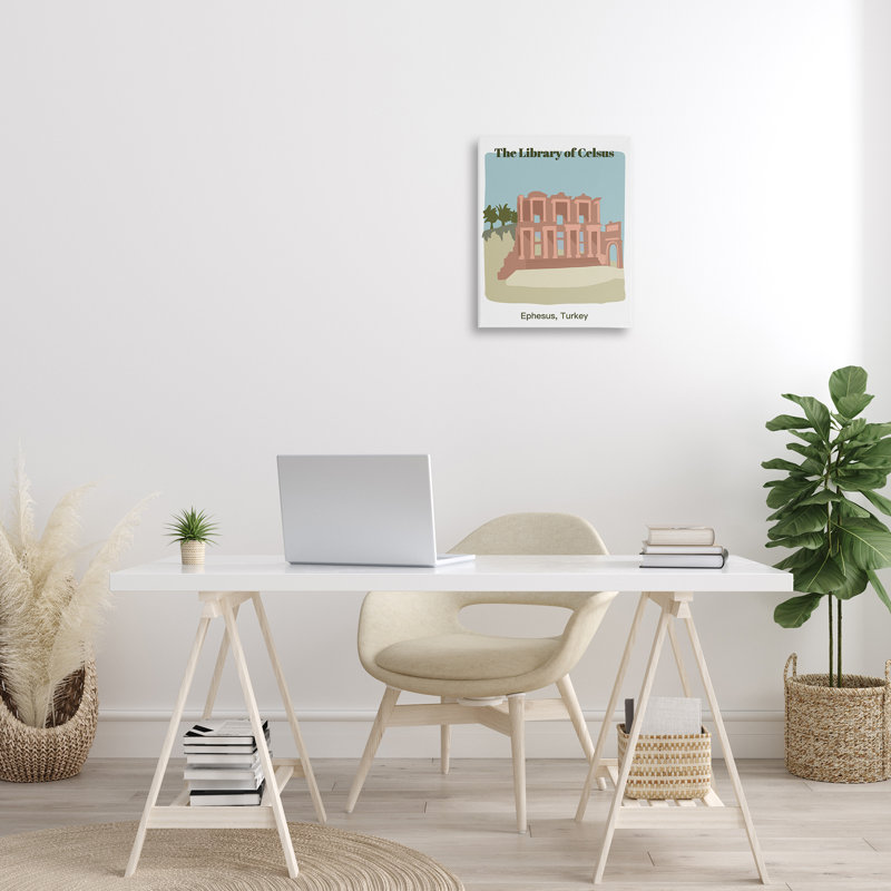 Bibliothèque de Celcus, art mural sur toile par Regina Moore, H 20 po x l 16 po