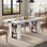71 Inch Large Rectangular Dining Table For 6-8 People, Modern Kitchen Table With Marble-Color Tabletop, 6Ft Dinner Table, Luxurious Dining Room Table For Living Room, Home Office