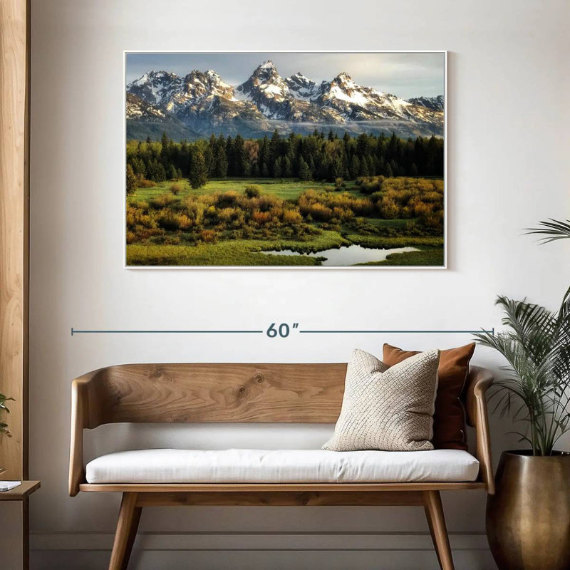 Grand Teton Beauty, Cadre flottant blanc, 46 po x 31 po