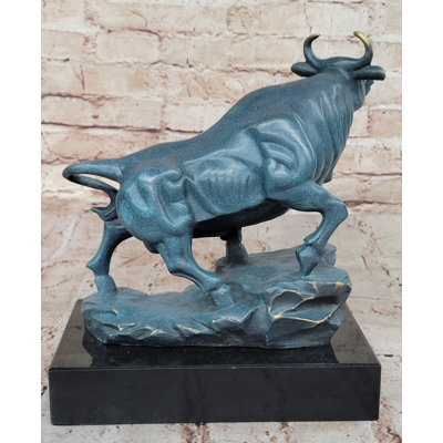 Standing Bull Bronze Sculpture - Powerful Animal Symbol Art by Milo