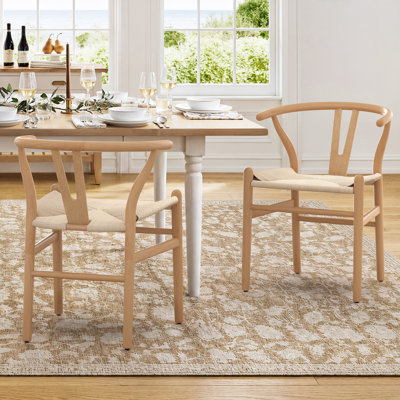 Solid Wood Woven Dining Chair, Full Assembled
