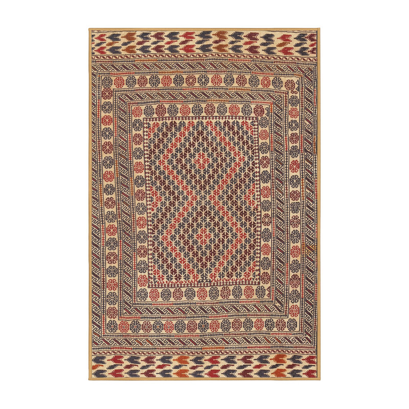 Tapis oriental multicolore tissé à la machine Oriental, Rectangle 2 pi x 4 pi