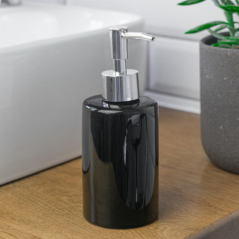 Harbour Housewares - Ceramic Soap Dispenser - 280ml, Black