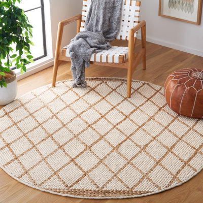 Tapis en laine / coton tissé à la main Natura en ivoire / naturel