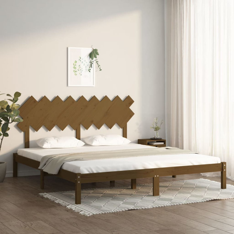 Bed Frame Solid Wood, white, Super King (6')