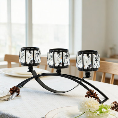 Trois porte-bougies en cristal à trois bras, centre de table de candélabres en forme de chandelier arqué pour mariage, salle à manger, ornements d'armoire, décoration intérieure