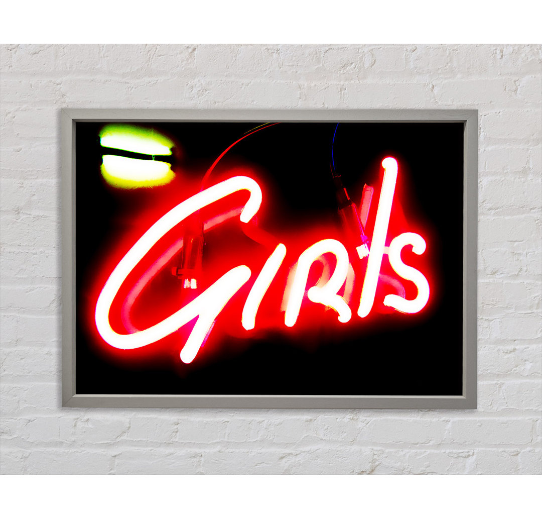 Neon Girls Schild - Einzelner Bilderrahmen Kunstdrucke auf Leinwand