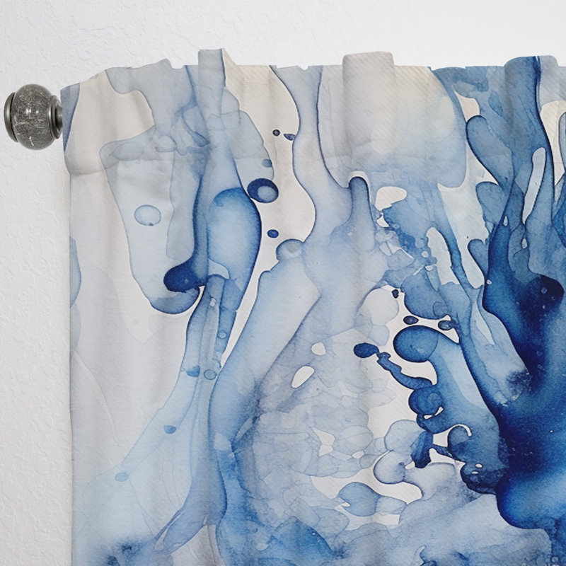 Vague abstraite bleu classique V - Rideau moderne - Velours obscurcissant - 1 panneau, L 52 po x L 90 po
