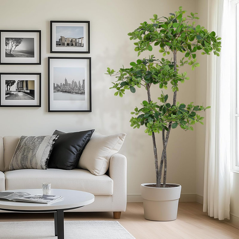 Arbre artificiel d'intérieur 6 pi avec tronc naturel et lumières DEL 6 pi