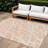 8' X 10' Peach and Ivory Abstract Washable Non Skid Indoor Outdoor Area Rug-2141229048