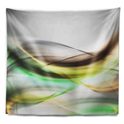Tapisserie abstraite de vagues jaunes et vertes