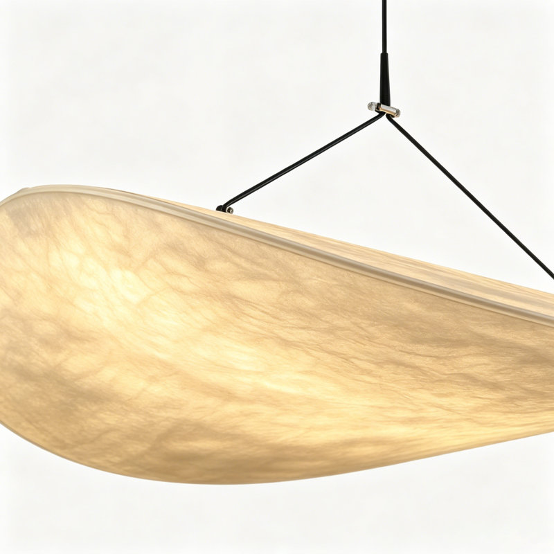 Lustre moderne en soie Wabi-sabi , 78.7" H x 5.5" W x 27.6" D