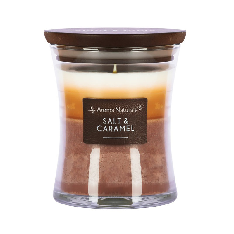 Aroma Naturals 3-Layer Scented Soy Wax Candle Jar Hourglass Long Burning up70hrs, 11.29, White/Silver/Brown/Caramel